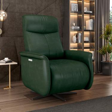 Imagem de Poltrona do Papai Reclinável Power Elétrica Anakin Base Estrela Giratória USB Couro Verde G76 - Gran Belo