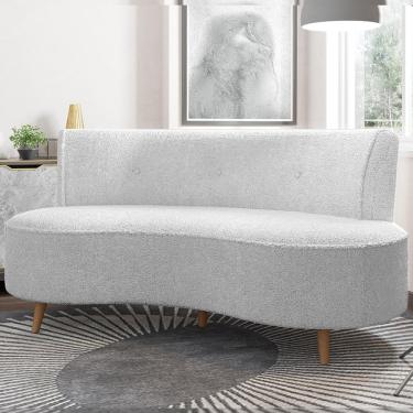 Imagem de Sofá Living 2 Lugares 160cm Aang Pés Palito Bouclê Off WhiteG33 - Gran Belo