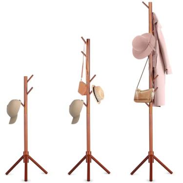 Imagem de Cabideiro de Chão, Cabideiro Arara de Madeira Polida e Sustentavel Vertical Chão Desmontável, Mancebo Envernizado Arara de Roupas, Adequado para Pendurar Uma Grande Quantidade de Peças de Roupa