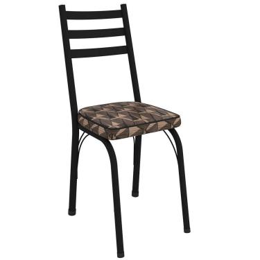 Imagem de Kit 4 Cadeiras Para Cozinha Tubular D-13 Nara De Aço Preto-mosaico Palha