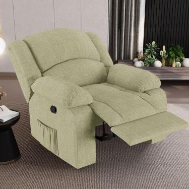 Imagem de Poltrona Do Papai Reclinável Sala De Cinema Madrid Manual Linho Bege G26