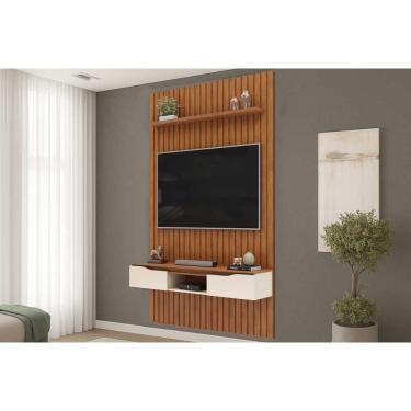 Imagem de Painel Home P/ Tv Isac 183x240cm Freijo/off White - Dj Móveis