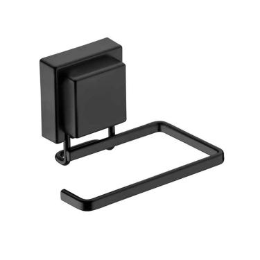 Imagem de Suporte Para Papel Higiênico Preto Fosco Fixação Com Ventosa Future