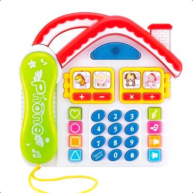 Imagem de Telefone Divertido Formato Casinha Sons Didático Brinquedo - Sons, Formas e Aprendizado Interativo