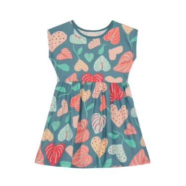 Imagem de Vestido infantil menina de florzinhas Brandili -Azul, 8, Azul