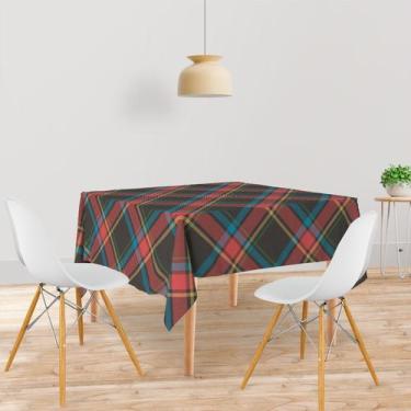 Imagem de Toalha De Mesa Quadrada Tecido Oxford Xadrez Diagonal Preto, Vermelho 