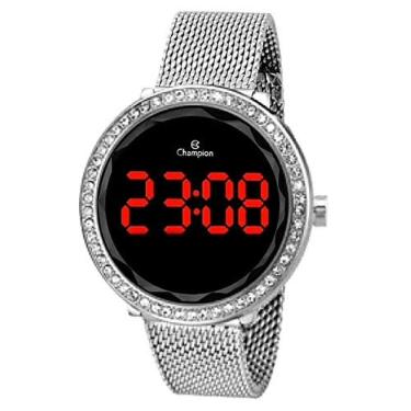 Imagem de Relógio Champion Feminino Digital Prata Strass Ch48037t