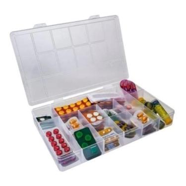 Imagem de Caixa Organizadora Remédio Bijuteria Com 13 Divisórias 23 Cm