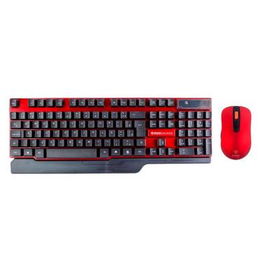 Imagem de Combo Teclado e Mouse Kross KE-KM553V1 Sem Fio Windows USB Preto e Vermelho
