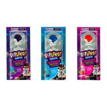 Imagem de Pirulito Neon Dip Loko Caveira Mexicana - Sortido - 1 unidade - Rizzo