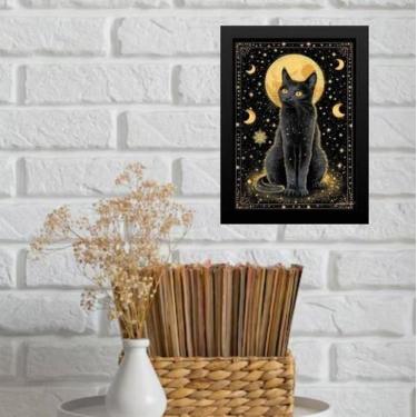 Imagem de Quadro Decorativo Gato Místico 45X34Cm - Com Vidro - Quadros On-Line