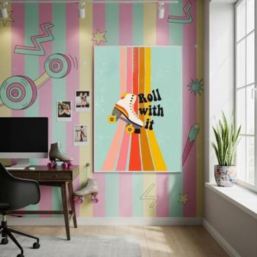 Imagem de Quadro Vai Levando Com Patins 70X50Cm Mold Branca - Quadros On-Line