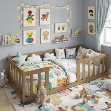 Imagem de Cama Montessoriana Solteiro em Madeira Maciça Nogueira - Repleta, Nogu