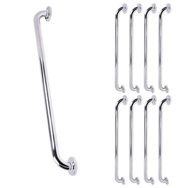 Imagem de Barra de Apoio Alca 80cm kit 8 Uni Acessibilidade Cadeirante Idoso Deficiente Box Banheiro Corrimao Seguranca Corredor