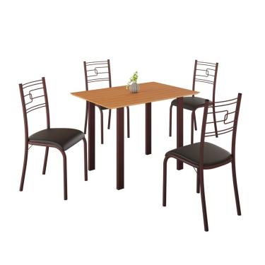 Imagem de Conjunto Sala De Jantar Mila 4 Cadeiras Ella Marrom C- Preto
