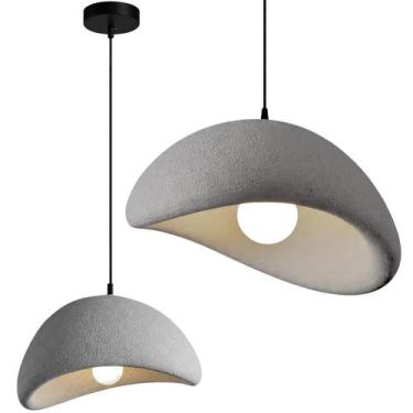Imagem de Lustre Pendente Luminária Japonesa Wabi-Sabi Orgânico Cogumelo Concret