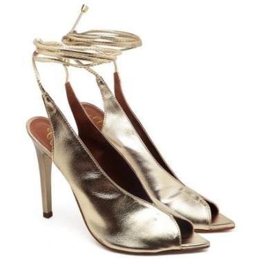 Imagem de Sandália Salto Alto Bico Folha Metalic Light Ella's-Feminino