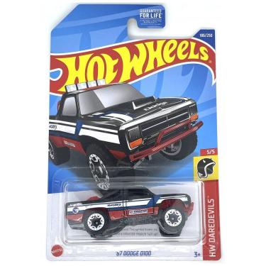 Imagem de Caminhão Hot Wheels 87 Dodge D100 HW Daredevils 55 Preto 186250 Caça ao Tesouro - Edição Limitada