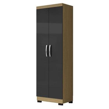 Imagem de Armário Multiuso 2 Portas New 2000192 Atacama Grafite Com Pés Preto - Aramóveis