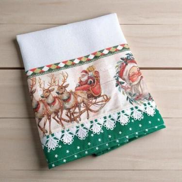 Imagem de Pano de Prato Natalino Barrado Noel - Decornato