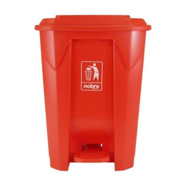 Imagem de Lixeira Plástica Com Pedal 50l Vermelha Grande áreas Externas - Nobre