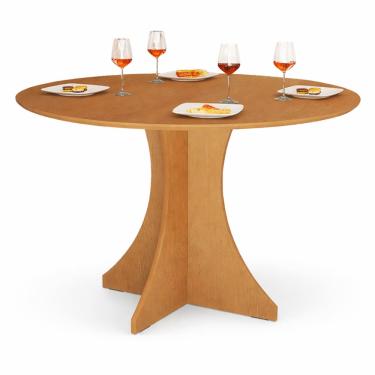 Imagem de Mesa de Jantar Redonda Elisa 90cm Base X Design Sofisticado Naturale