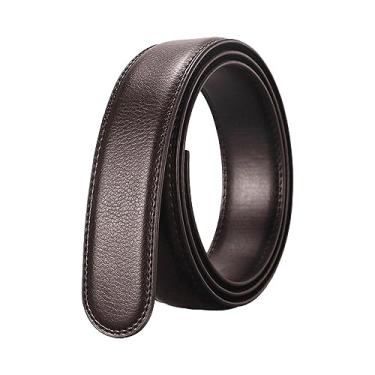 Imagem de Cinto de substituição masculino automático sem fivela moda 1 3/8" cós cinto de catraca cinta apes cinto para calças de eventos de negócios, marrom 140cm