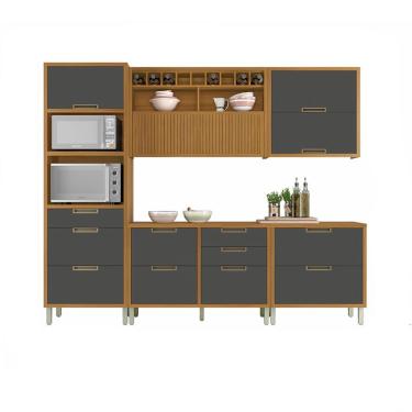 Imagem de Cozinha Modulada 5 Peças Torre Quente Freijó Grafite