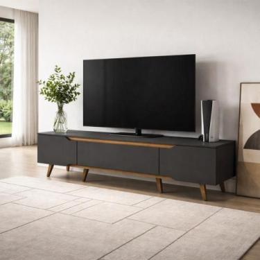 Imagem de Rack Retro Shop 1800 - Olivar Móveis, Preto Ac Cedro Frj Ac1