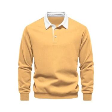 Imagem de Moletom Masculino De Moda Outono Com Gola Polo Casual Em Algodão De Qu