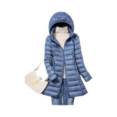 Imagem de Jaqueta Feminina Slim Fit Com Capuz, Moda Coreana, Casaco Longo Leve D