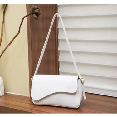 Imagem de Bolsa Feminina de Ombro OEM Baguete Elegante Pequena 16x25x6 cm Branco com Alça Reguláv...