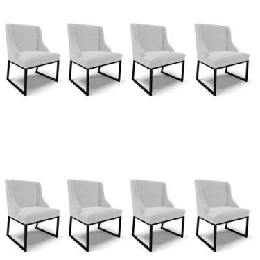 Imagem de Cadeira Sala de Jantar Industrial Preto kit 8 Liz Veludo D03 - D'Rossi