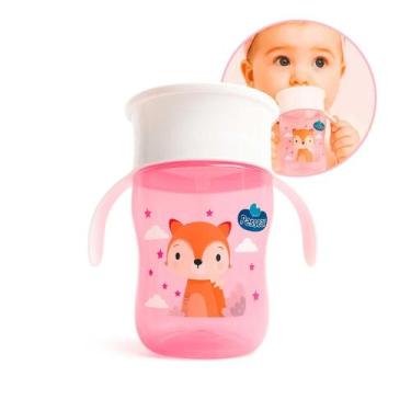 Imagem de Copo Treinamento 360 240ML Com Alça Antivazamento - PASSEAR, Rosa