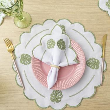 Imagem de Jogo Americano Bordado 12 Peças Mesa Posta Sousplat + Guardanapos Prem