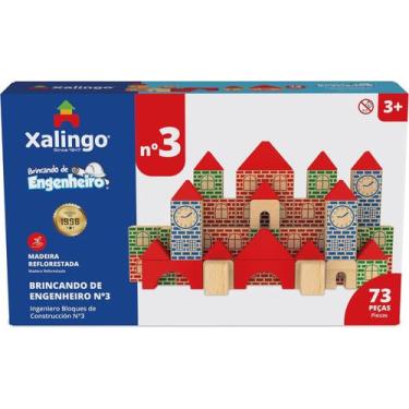 Imagem de Brincando de Engenheiro Nº 3 Xalingo Blocos de Montar Madeira Educativ