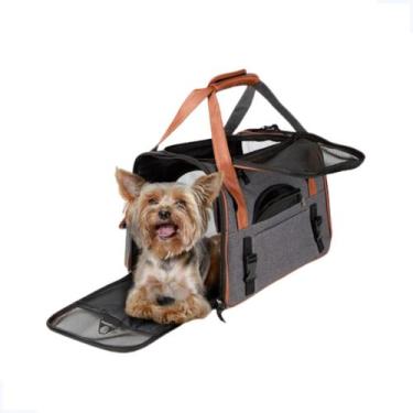 Imagem de Bolsa de Transporte Pet de Luxo em Couro 48x27x30 Cães e Gatos - Pet F