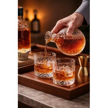 Imagem de Licoreira de Vidro 1100ml Garrafa para Whisky Licor Bar Adega Decorati
