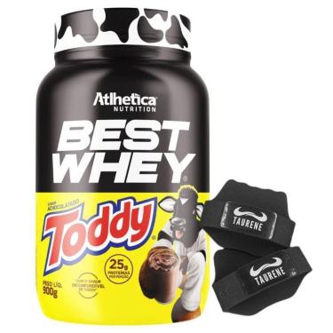 Imagem de Kit Best Whey Isolado Atlhetica Toddy 900g + Luva Taurene-Unissex