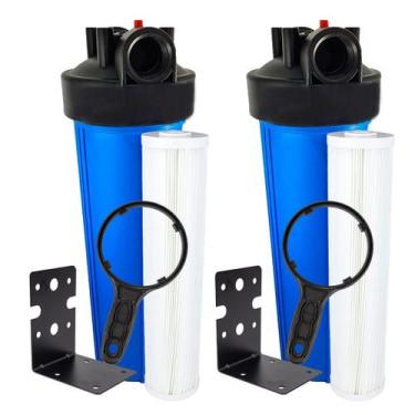 Imagem de 2 Filtros Big Blue 20'' Chave E Suporte Com Refil Plissado Azul - Roya