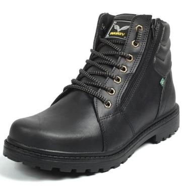 Imagem de Bota Coturno Masculino Cadarço e Ziper Lateral Calce Facil Solado Borracha Trabalho Con...