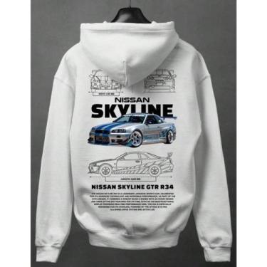Imagem de Moletom Canguru Masculino Estampado Skyline Carro Azul 1253 HipHop Est
