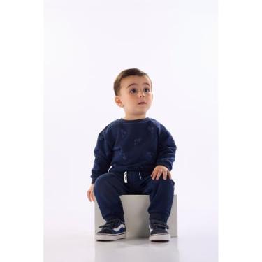 Imagem de Conjunto Bebê Menino Moletom Estampado Quimby, Azul