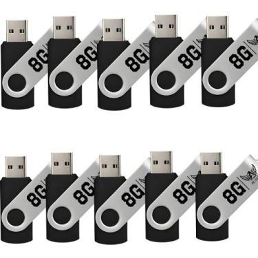 Imagem de Kit 10 Pendrive 8GB Usb 2.0 Altomex AL-U-8 Preto e Prata