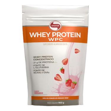 Imagem de Whey Protein Wpc Pouch 900g Vitafor Morango Sabor:Morango, Morango