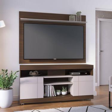 Imagem de Conjunto Rack Bancada Yara com Painel Maia para TV até 55" Nogueira Real Off White...