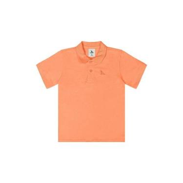 Imagem de Camisa Polo para Menino em Algodão Quimby, Laranja, 12