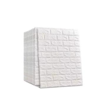 Imagem de Papel Parede Painel 3d Tijolinho Branco 77x70cm  Revestimento Auto Ade