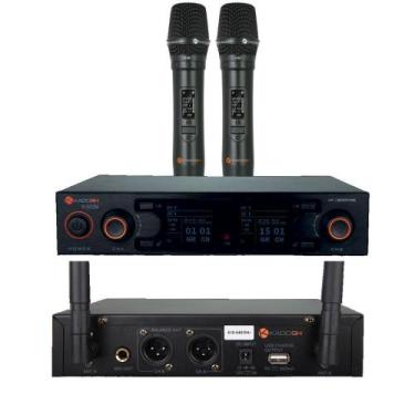 Imagem de Microfone sem fio Mão Duplo UHF Digital com bateria K502M - Kadosh