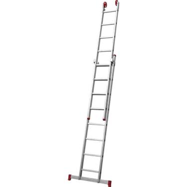 Imagem de Escada Extensiva 3 em 1 ESC0617 2 X 8 Degraus em Alumínio com Barra Estabilizadora 150kg Botafogo Lar & Lazer